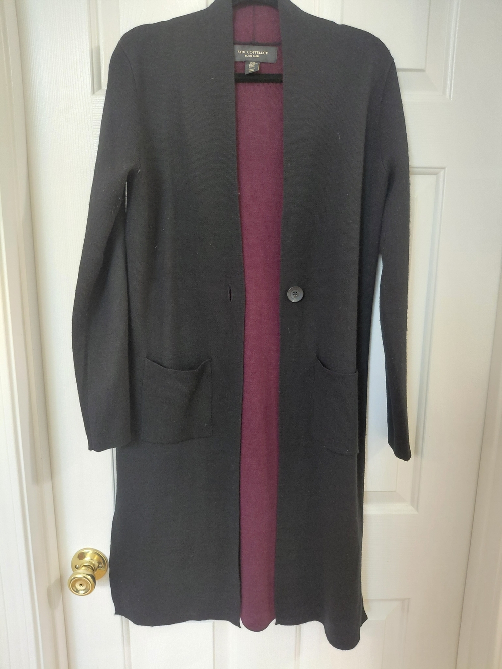 PAUL costelloe Black LABEL Long SWEATER Trench Coat with Burgundy